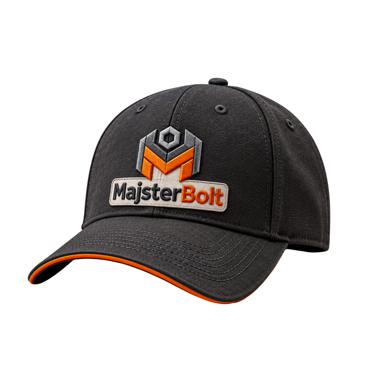 MajsterBolt Black Embroidered Baseball Cap